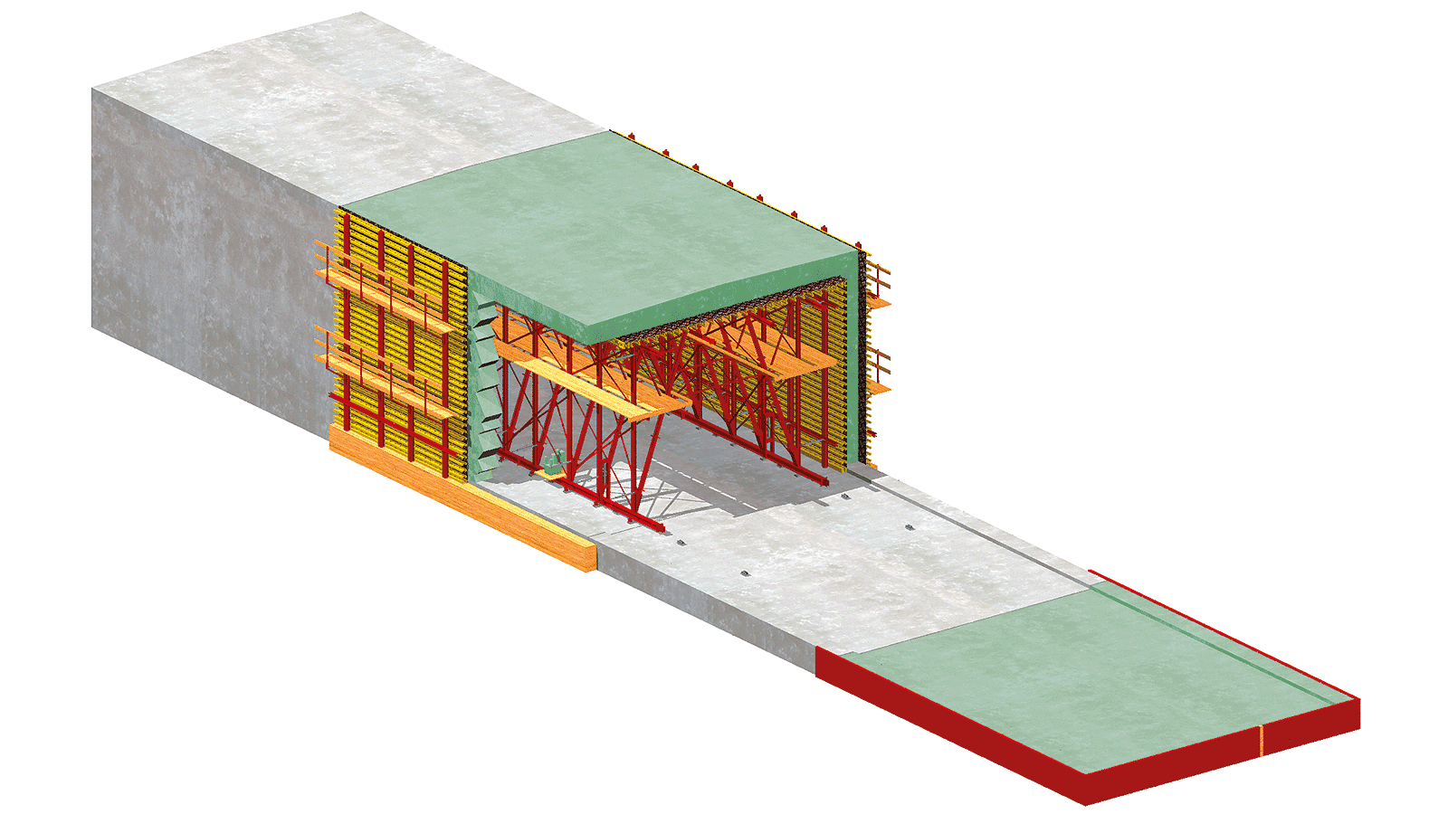 Diagram of tunnel in semi-monolithic open method – Variant 1